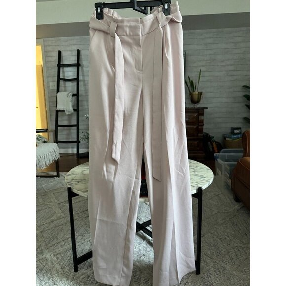 Express High Waisted Wide Leg Paperbag Belted Light Pink Pants Size M - Picture 2 of 6